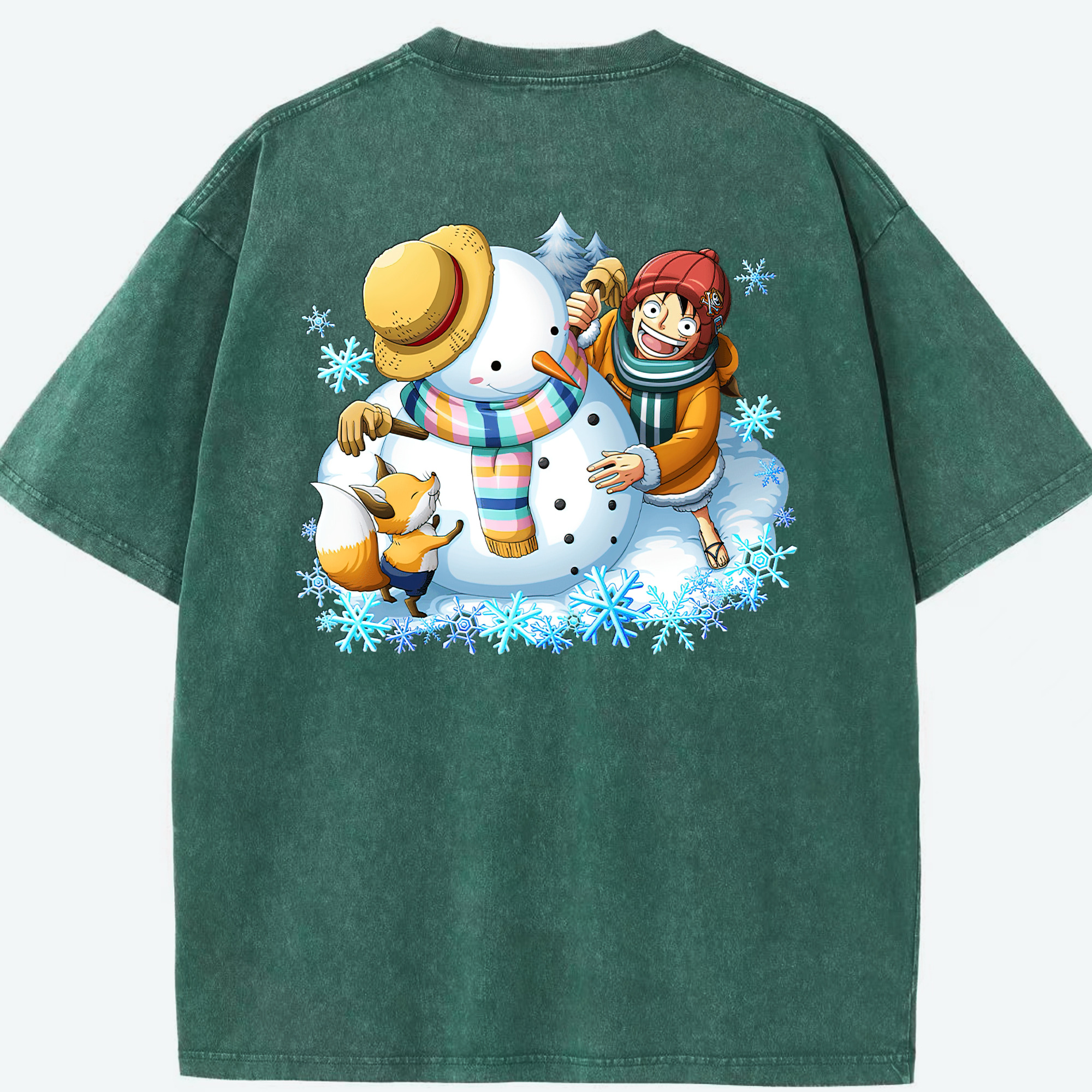ワンピース モンキー・D・ルフィ ONE PIECE Monkey D. Luffy 綿100% ヴィンテージ風 半袖Tシャツ（背面プリント）